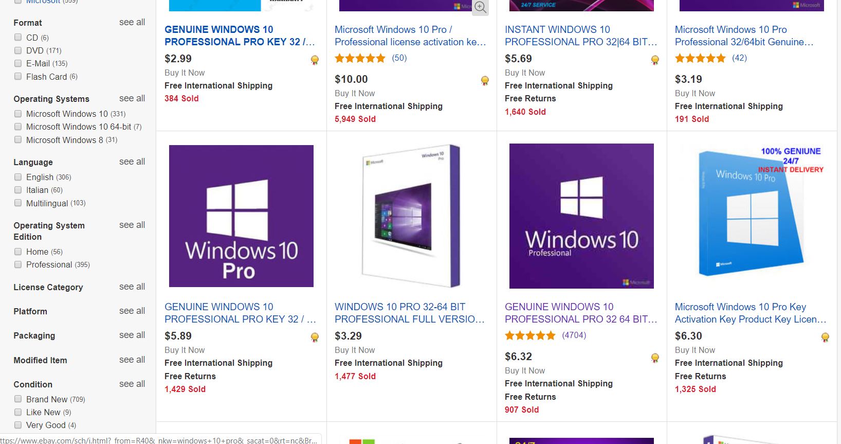 ebay windows 10 pro keys